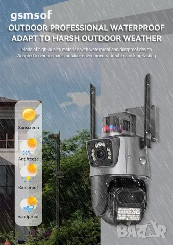 Камера с два обектива 6mpx, следене на движение, звукова и светлинна сигнализация, снимка 6 - IP камери - 50301278