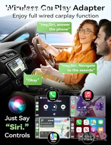 Нов адаптер за iPhone Айфон и автомобили кола с жичен CarPlay, снимка 7 - Друга електроника - 47390150
