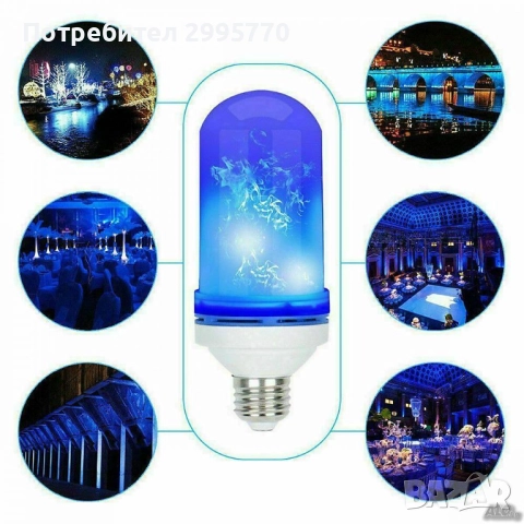 Лед лампа имитираща горящ пламък, снимка 3 - Крушки - 52888220