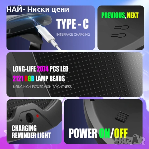 Светеща LED маска, цифрови светещи LED маски за Хелоуин, маскарад, рейв, DJ парти, снимка 5 - Друга електроника - 53893285