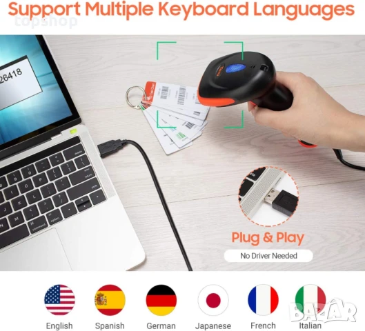Баркод скенер Tera. USB, Plug and Play, 1500C, снимка 2 - Принтери, копири, скенери - 50552538
