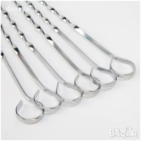 5662 Плоски метални шишове за скара,10 броя, 40см, снимка 3 - Аксесоари за кухня - 49058181