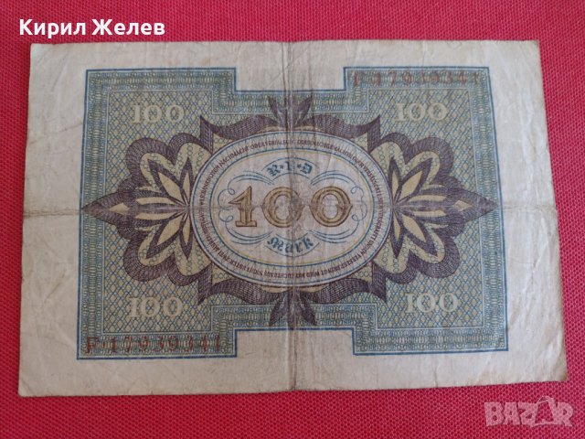 Райх банкнота  100 марки 1920г. Германия перфектна за колекционери 28299, снимка 6 - Нумизматика и бонистика - 37153286