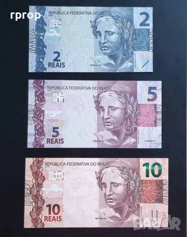 Бразилия.
2, 5 и 10 реала.
2010 година.
UNC., снимка 2 - Нумизматика и бонистика - 48724062