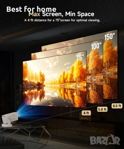 Magcubic 4К Мини интелигентен проектор с , преносим  с Wifi и Bluetoot, снимка 4 - Плейъри, домашно кино, прожектори - 52363348