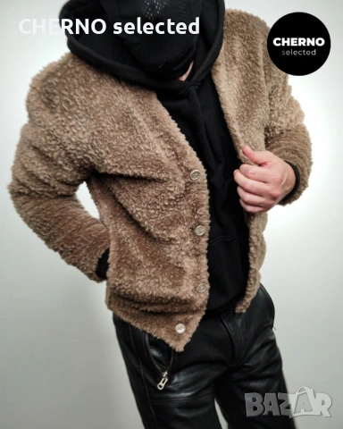  Мъжко кафяво поларено • шерпа флийс яке WEEKDAY Cody pile fleece cardigan – размер M•L, снимка 5 - Якета - 53905184