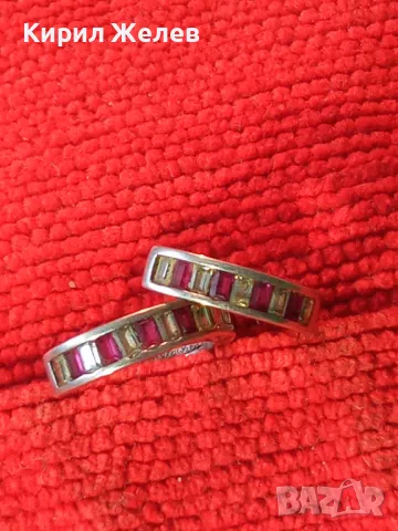 ПРЕКРАСНИ РУБИНЕНИ СРЕБЪРНИ ОБЕЦИ - АНГЛИЯ СРЕБРО 925 с ЮВЕЛИРНО ФАСЕТИРАНИ РУБИНИ 50065, снимка 2 - Обеци - 49704566