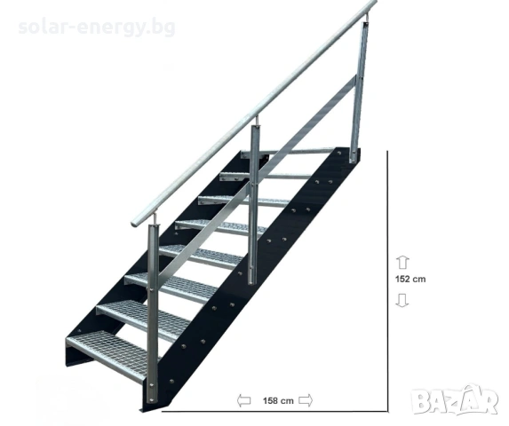 Метално стълбище 8 стъпала | Външни стълби | Поцинковано, снимка 2 - Други - 54235682