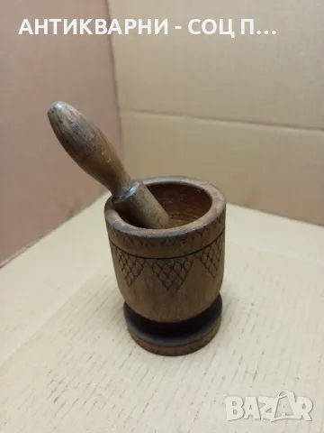 Соц Старо Дървено Хаванче Хаван Чукало За Подправки., снимка 2 - Антикварни и старинни предмети - 49874743