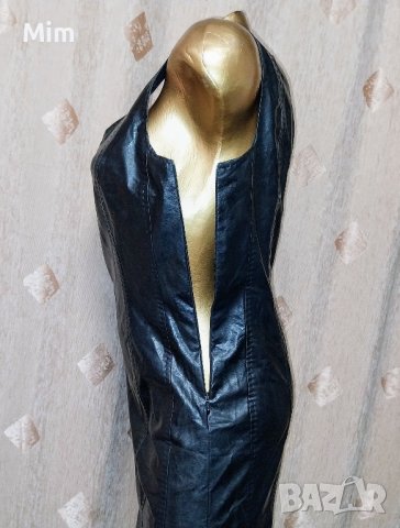 MARCCAIN M Черна кожена рокля @, снимка 5 - Рокли - 44222826