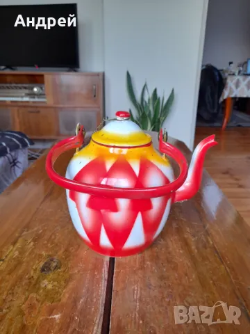 Стар емайлиран чайник #71, снимка 3 - Други ценни предмети - 48991325