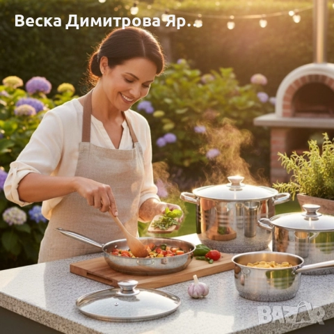 Комплект съдове от неръждаема стомана – 12 части - Готви като професионалист у дома, снимка 4 - Съдове за готвене - 52362148