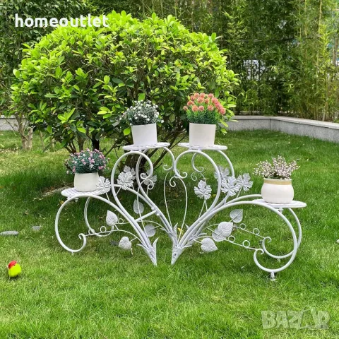 Цветарник от ковано желязо UNHO XJJ686-WT, снимка 2 - Стайни растения - 49084623