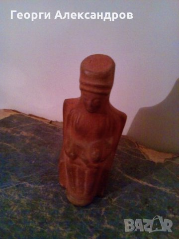 Глинена БОГИНЯ Копие от средата на Миналия век на СТАРА ФИГУРКА Ръчна ИЗРАБОТКА УНИКАТ, снимка 3 - Колекции - 29100316