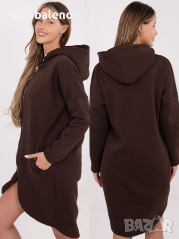 Дамски дълъг преходен суичър с качулка и цип Tina, 5цвята , снимка 13 - Суичъри - 52930321