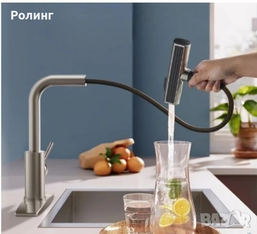 Смесител за плот с изтеглящ душ №140420, снимка 4 - Смесители - 28338499