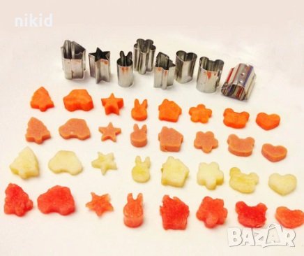 сет 10 части малки дълбоки метални резци форми фигурки за рязане на плодове зеленчуци тесто шишчета , снимка 2 - Форми - 29615161