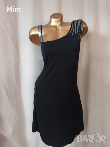 2XL/3XL Черна семпла рокля със сребристи пайети , снимка 6 - Рокли - 50637386