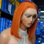 Естествена оранжева дамска перука с дантела лейс фронт 13x4, снимка 2