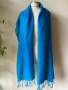 Син, тюркоазен шал от 100  % вълна, снимка 4