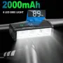 Ултра ярка LED светлина за велосипед с дислей, Фар 2000lum/2000mAh USB, снимка 2