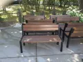 Градински комплект от метал и дърво - маса с две пейки, снимка 10