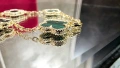 Van Cleef & Arpels VCA 5 Motifs Gold Green Malachite Vintage Alhambra Дамска Гривна, снимка 6