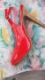 Червени лачени обувки на ток с каишка , снимка 1 - Дамски обувки на ток - 37053471