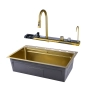 Златна мултифункционална кухненска мивка с регулируем двоен водопад, снимка 11