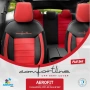 Луксозна тапицерия OTOM текстил с еко кожа COMFORT LINE Design – Червено-Черна с червен шев, снимка 3