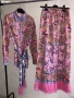 Цветен дамски комплект с пера ХЛ - риза и панталон, снимка 1