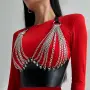 Атрактивно кожено фетиш бюстие с верижки, снимка 1