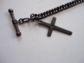 Старинен кюстек верижка за джобен часовник с кръст , снимка 2