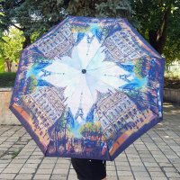 1536 Сгъваем автоматичен чадър за дъжд стил Париж 97см диаметър, снимка 8 - Други - 29240899