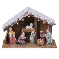 LED Коледна украса, Светеща Коледна ясла със 7 фигури и 5 LED диода, 26см, снимка 1 - Декорация за дома - 42702798