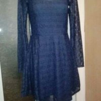 Луксозна синя рокля на Н&М, от дантела - ПРОМОЦИЯ👗🌹S/M,M👗🌹арт.871, снимка 1 - Рокли - 30729219