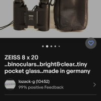 Бинокъл ZEISS West Germany 8×20 , снимка 16 - Антикварни и старинни предмети - 44532718