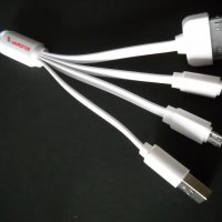 Продавам нов комбиниран кабел за смартфони, таблети и пр., за зареждане и пренос на данни, снимка 2 - USB кабели - 28412397