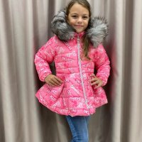 Зимно яке с естествен пух Barbie Размери -104,110,116,122,128 Цена -95 лв, снимка 4 - Детски якета и елеци - 42436942