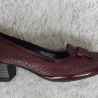 Обувки естествена кожа, бордо, код 482/ББ1/59, снимка 2 - Дамски обувки на ток - 39327442