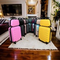 пътнически куфар+авио чанта лек здрав 100%ABS 54/39/20 4ри колела 360°, снимка 3 - Куфари - 42072756