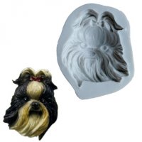 йоркширски териер Йорки с опашка глава куче силиконов молд форма за украса с фондан шоколад гипс, снимка 1 - Форми - 29276025