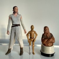 Star Wars , екшън фигури на Rey Jakku ( 15 см ) ,C-3PO  (10 см ) , Chewbacca ( 10см )., снимка 1 - Фигурки - 44281369