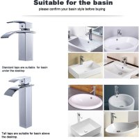 Смесител водопад за мивка за баня в сребърен и черен вариант, снимка 6 - Смесители - 42810052