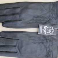 Черни дамски кожени ръкавици с подплата от естествена кожа, нови, снимка 2 - Ръкавици - 31870081