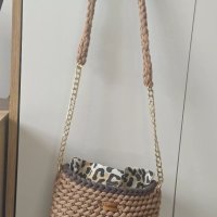 Дамска плетена луксозна чанта , ръчно изработена , кафява, снимка 4 - Чанти - 40479503