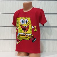 Нова детска червена тениска с дигитален печат Спондж боб, SpongeBob, снимка 9 - Детски тениски и потници - 32034947