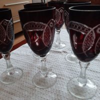 Червен кристал чаши за вино, снимка 1 - Чаши - 35310442
