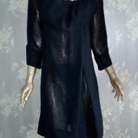 Черна рокля със 7/8 ръкав, размер - М, снимка 1 - Рокли - 31511713