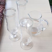 Кана с 3 лукс чаши позлатени с високо столче, снимка 3 - Чаши - 36618040